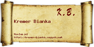 Kremer Bianka névjegykártya